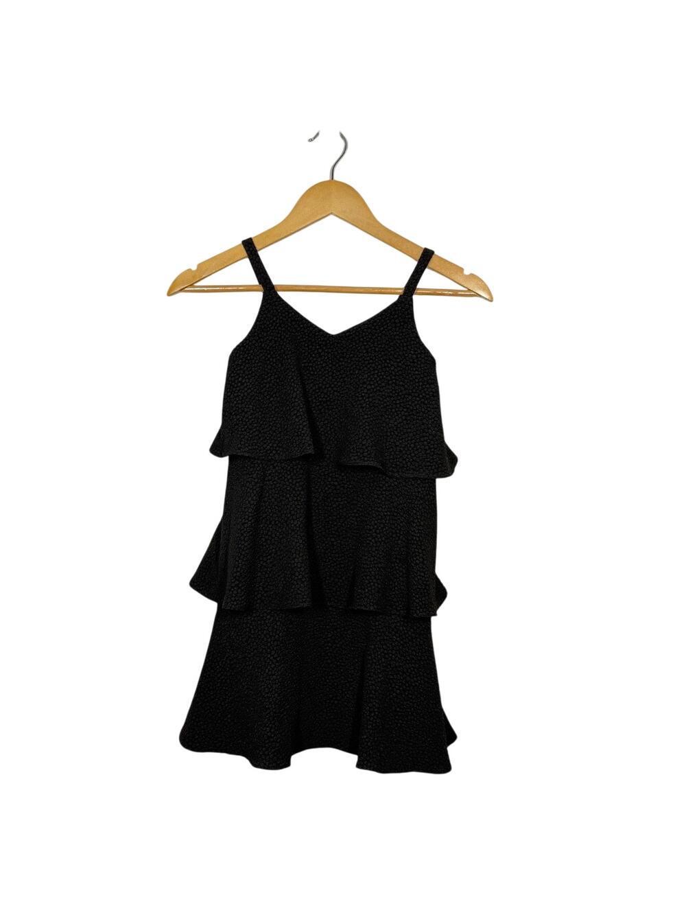 Zac Posen Cami Tank Top Womens Size 8 Black Ruffle Layered Textured Sleeveless